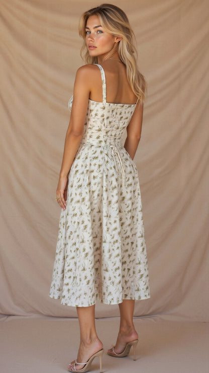 Damen Midikleid Korsett-Style Fließender Rock