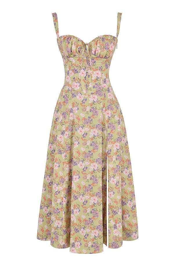 Damen Midikleid Korsett-Style Fließender Rock