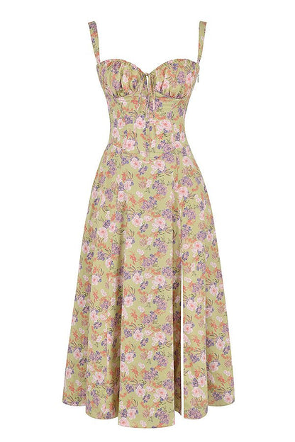 Damen Midikleid Korsett-Style Fließender Rock
