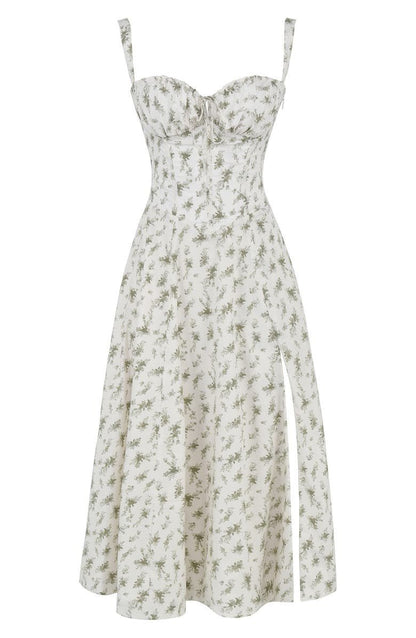 Damen Midikleid Korsett-Style Fließender Rock