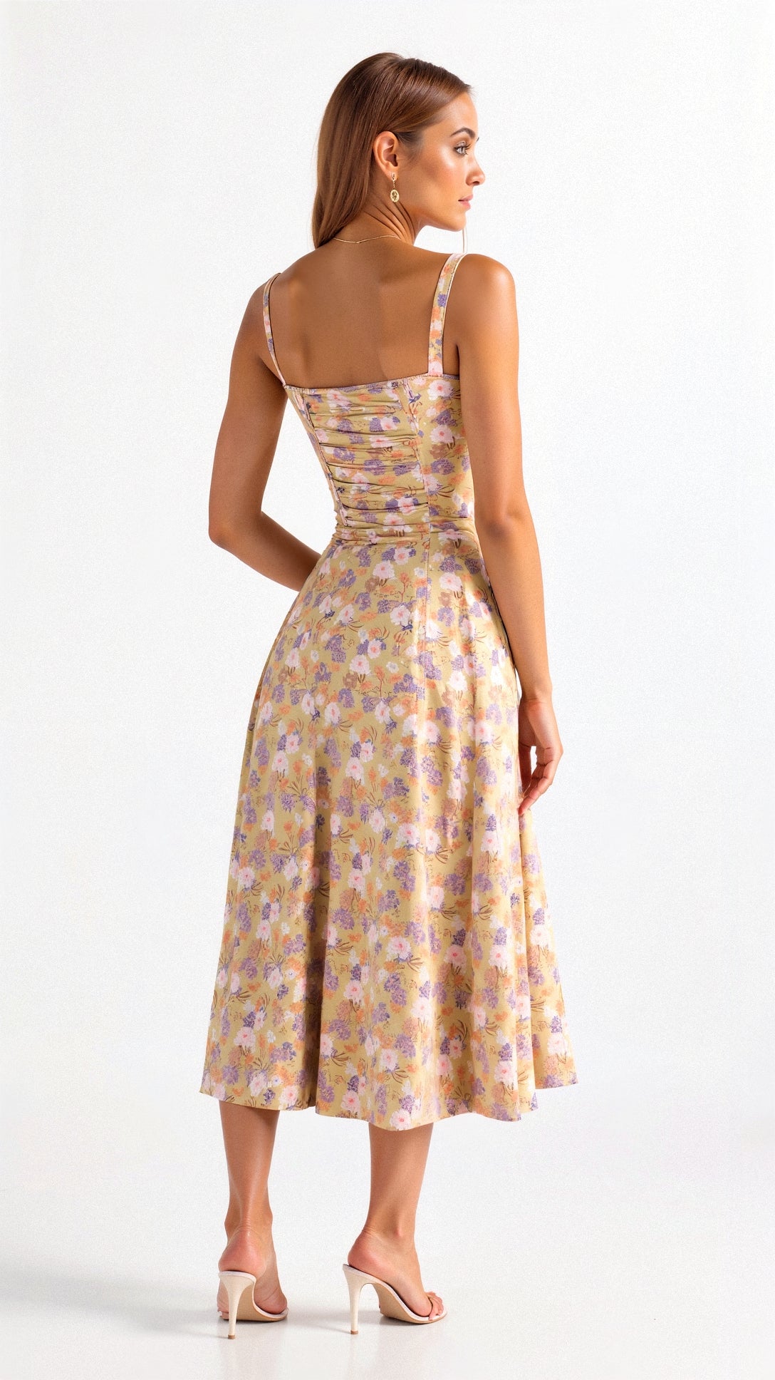 Damen Midikleid Korsett-Style Fließender Rock