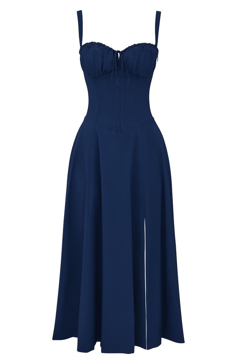 Damen Midikleid Korsett-Style Fließender Rock