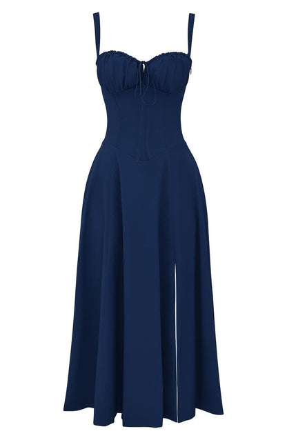 Damen Midikleid Korsett-Style Fließender Rock