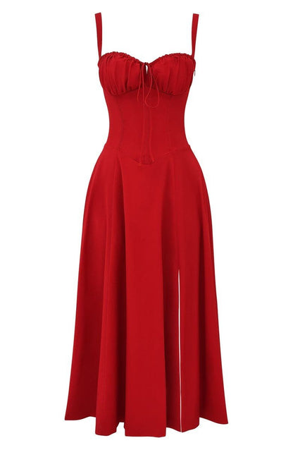 Damen Midikleid Korsett-Style Fließender Rock