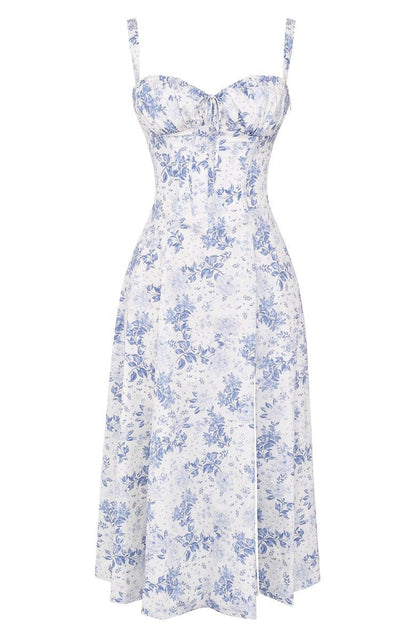 Damen Midikleid Korsett-Style Fließender Rock