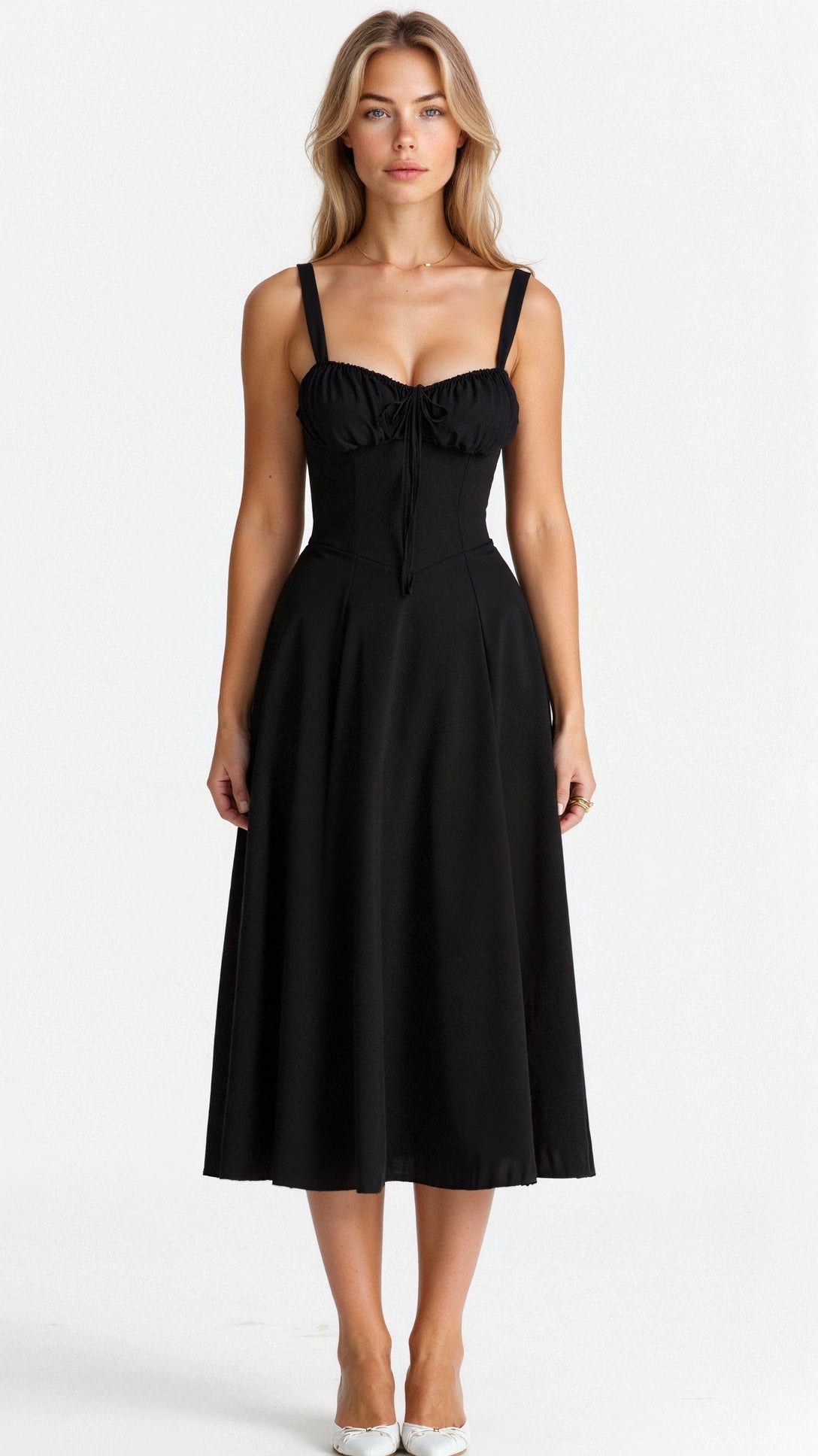 Damen Midikleid Korsett-Style Fließender Rock