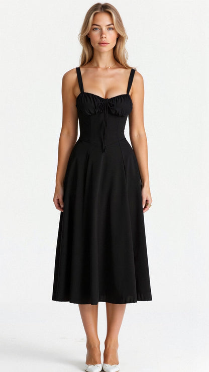 Damen Midikleid Korsett-Style Fließender Rock