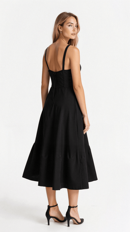 Damen Midikleid Korsett-Style Fließender Rock