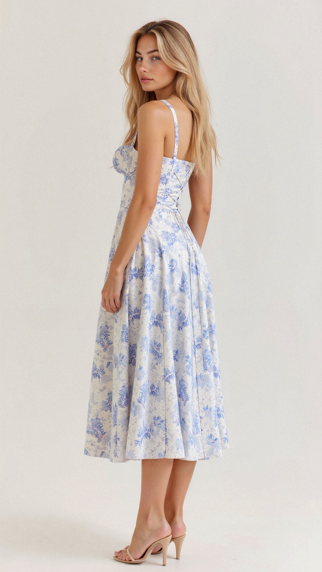 Damen Midikleid Korsett-Style Fließender Rock