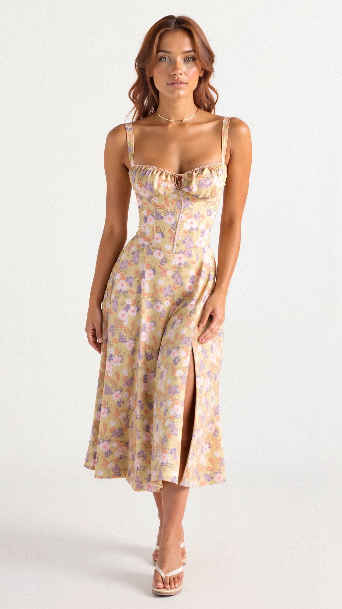 Damen Midikleid Korsett-Style Fließender Rock - Norvielle