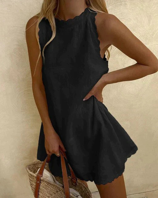 Damen Sommerkleid Ärmellos Leicht Minikleid