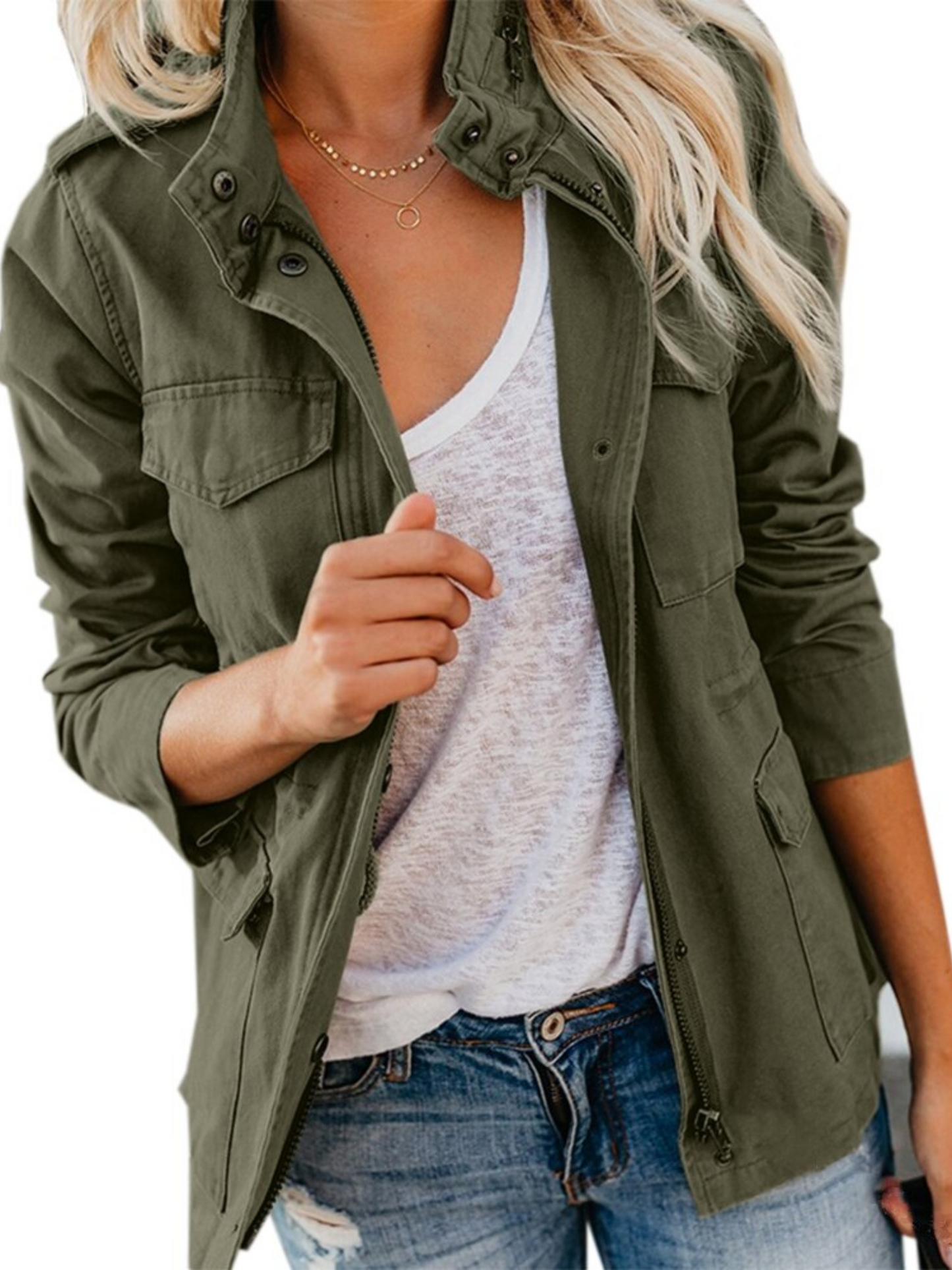 Damen Jacke Baumwollmischung Reguläre Passform - Norvielle