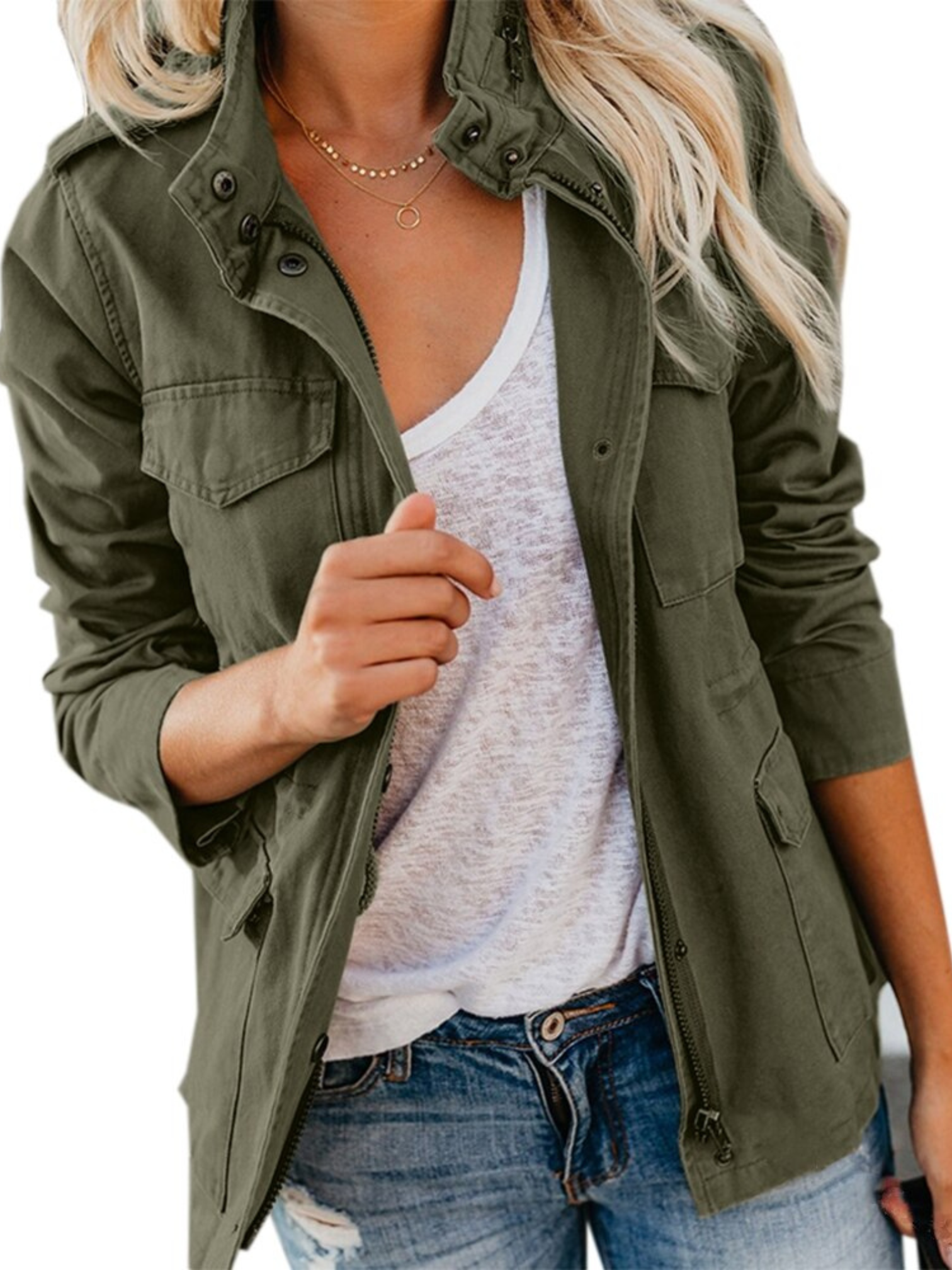 Damen Jacke Baumwollmischung Reguläre Passform - Norvielle