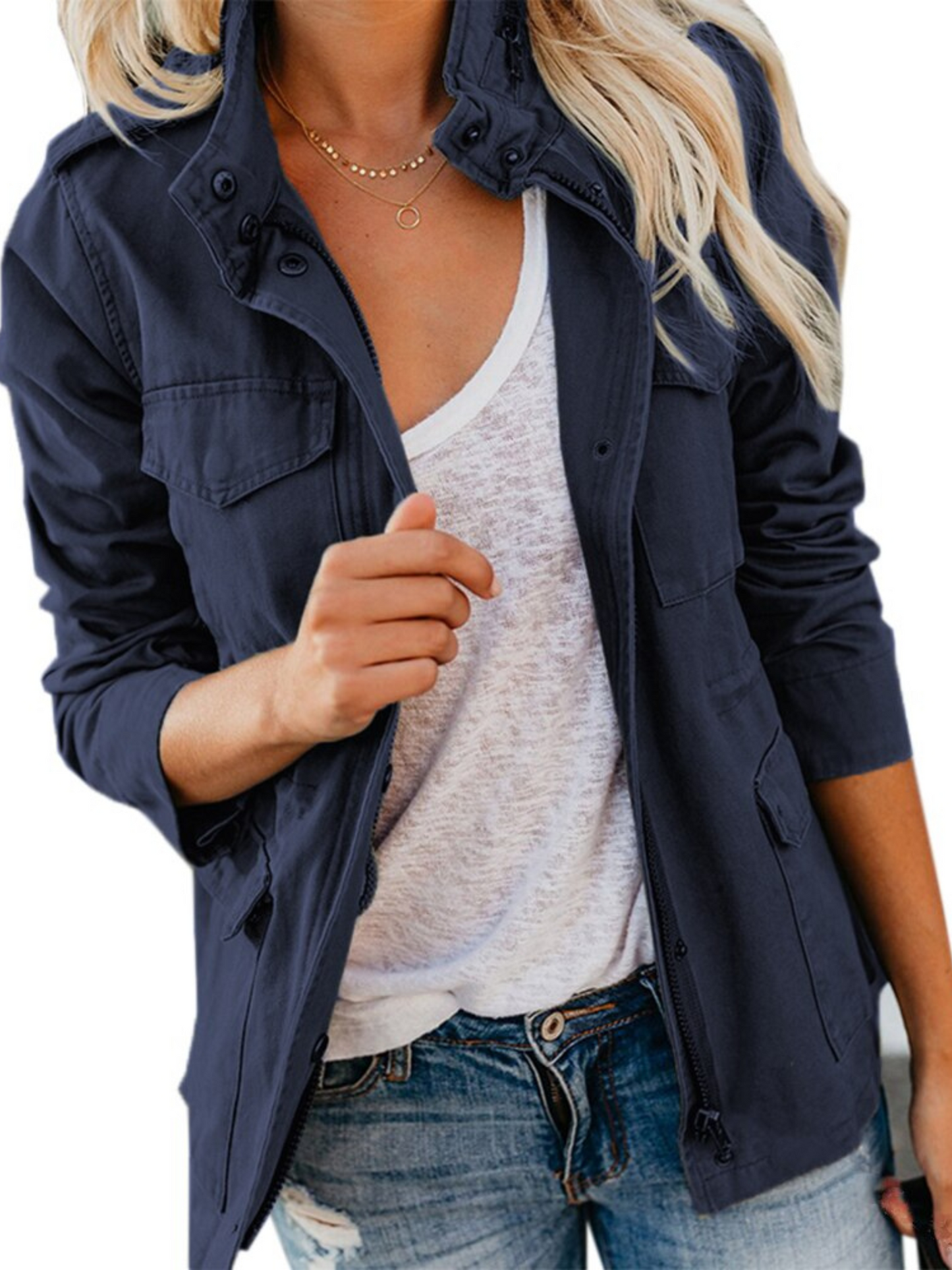 Damen Jacke Baumwollmischung Reguläre Passform