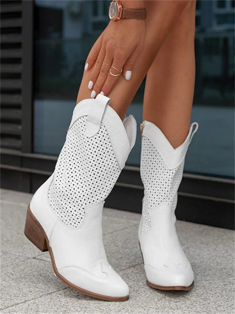 Damen Cowboy-Stiefel Atmungsaktiv Reißverschluss - Norvielle