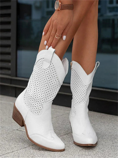 Damen Cowboy-Stiefel Atmungsaktiv Reißverschluss - Norvielle