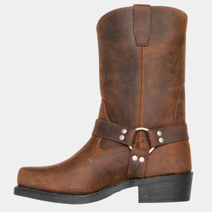 Cowboy-Stiefel Leder Riemen Blockabsatz