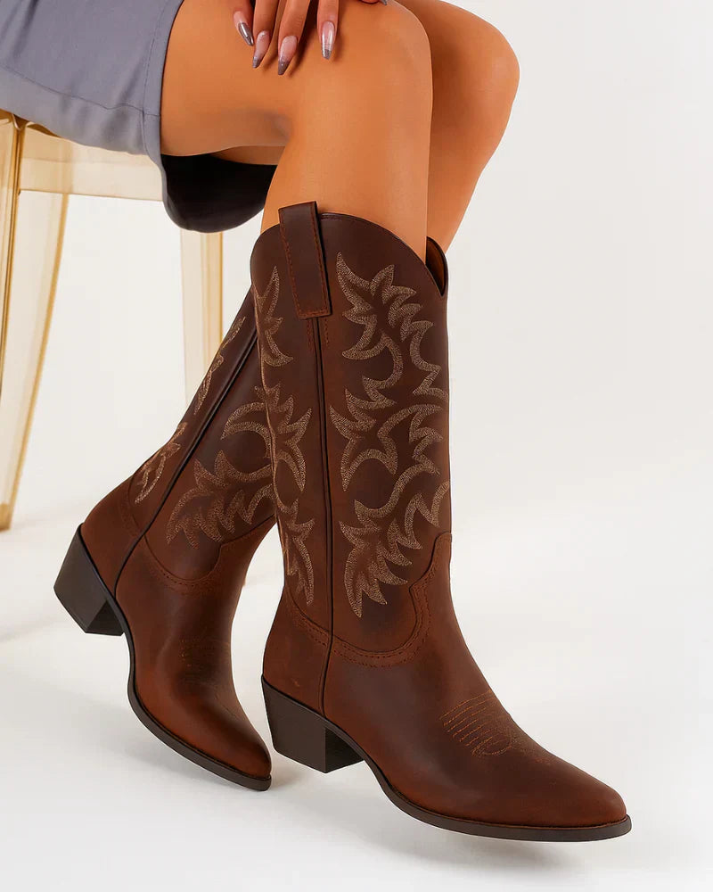 Damen Westernstiefel Cowboystil Bequem Schwarz - Norvielle