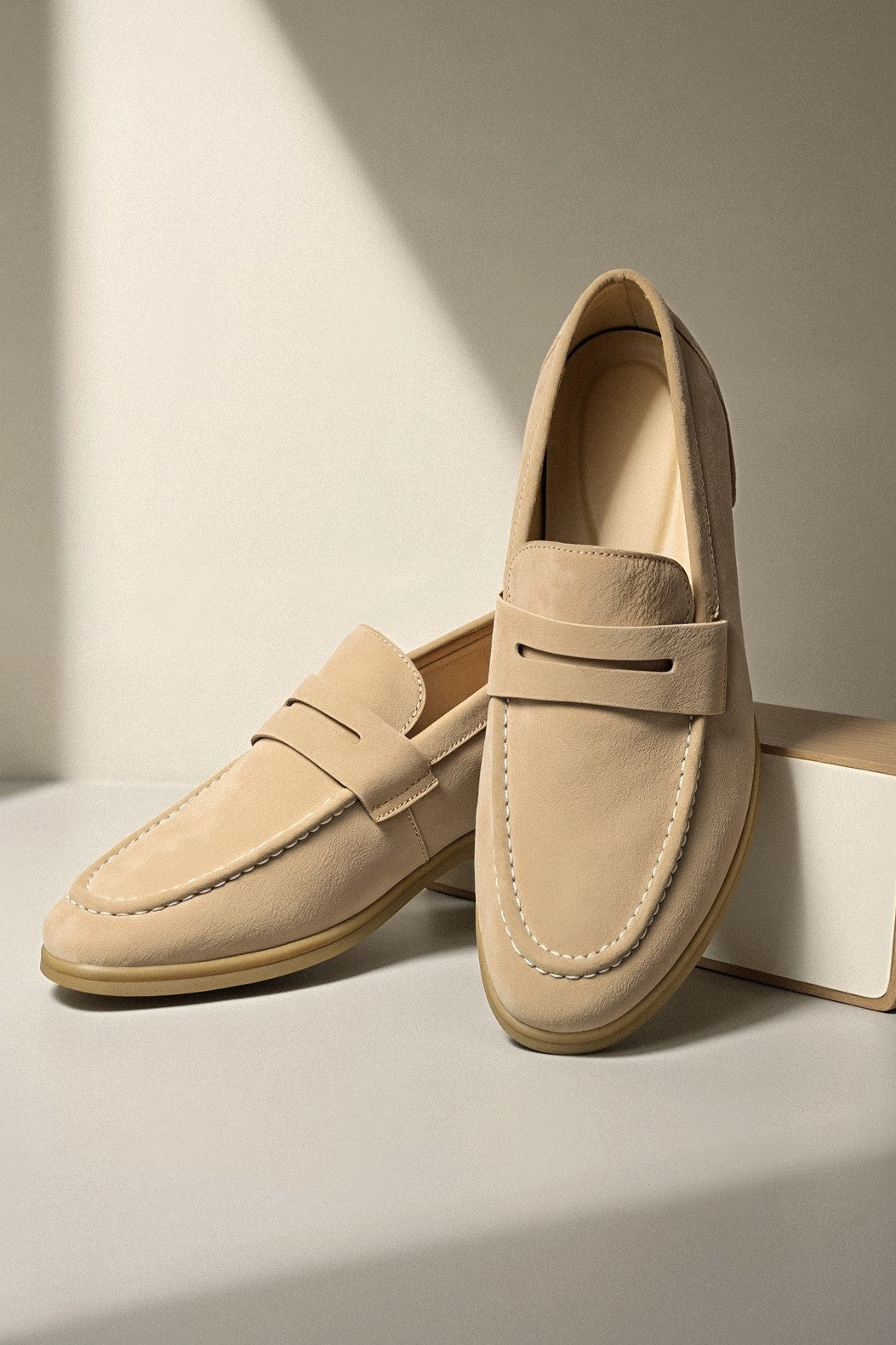 Beige Damen Loafer Leder Elegantes Design - Norvielle