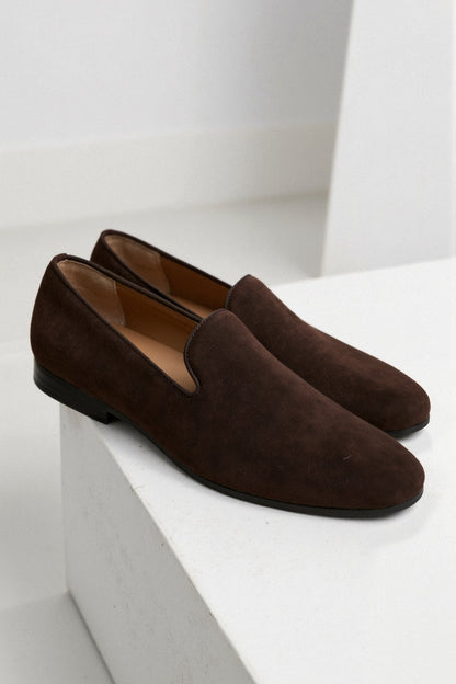 Braune Wildleder Loafers Elegantes Design Komfortschuhe - Norvielle