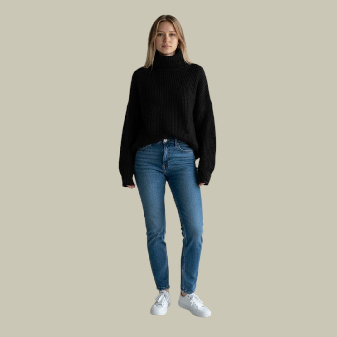 Damen Übergroßer Rollkragenpullover Winter