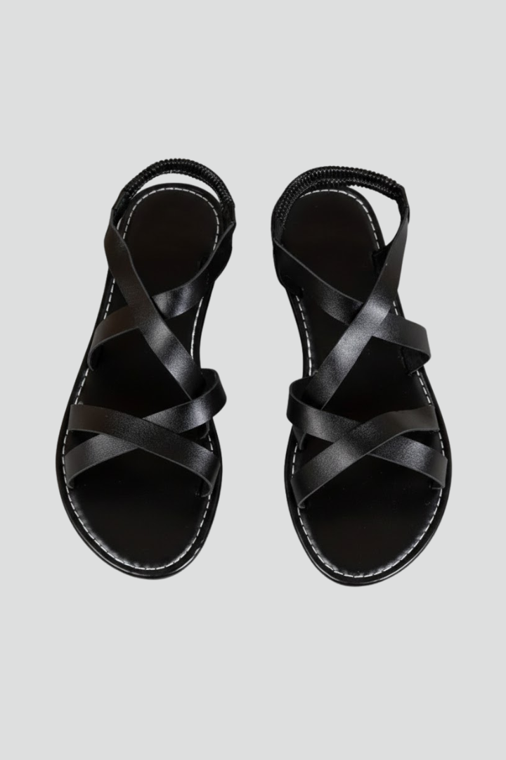 Damen Flache Sandalen Gekreuzte Riemen Braun - Norvielle