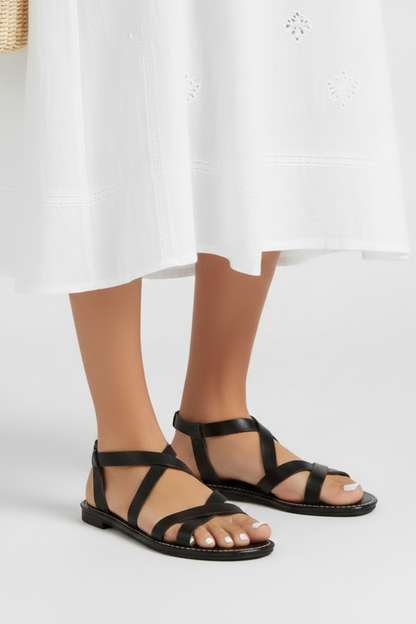 Damen Flache Sandalen Gekreuzte Riemen