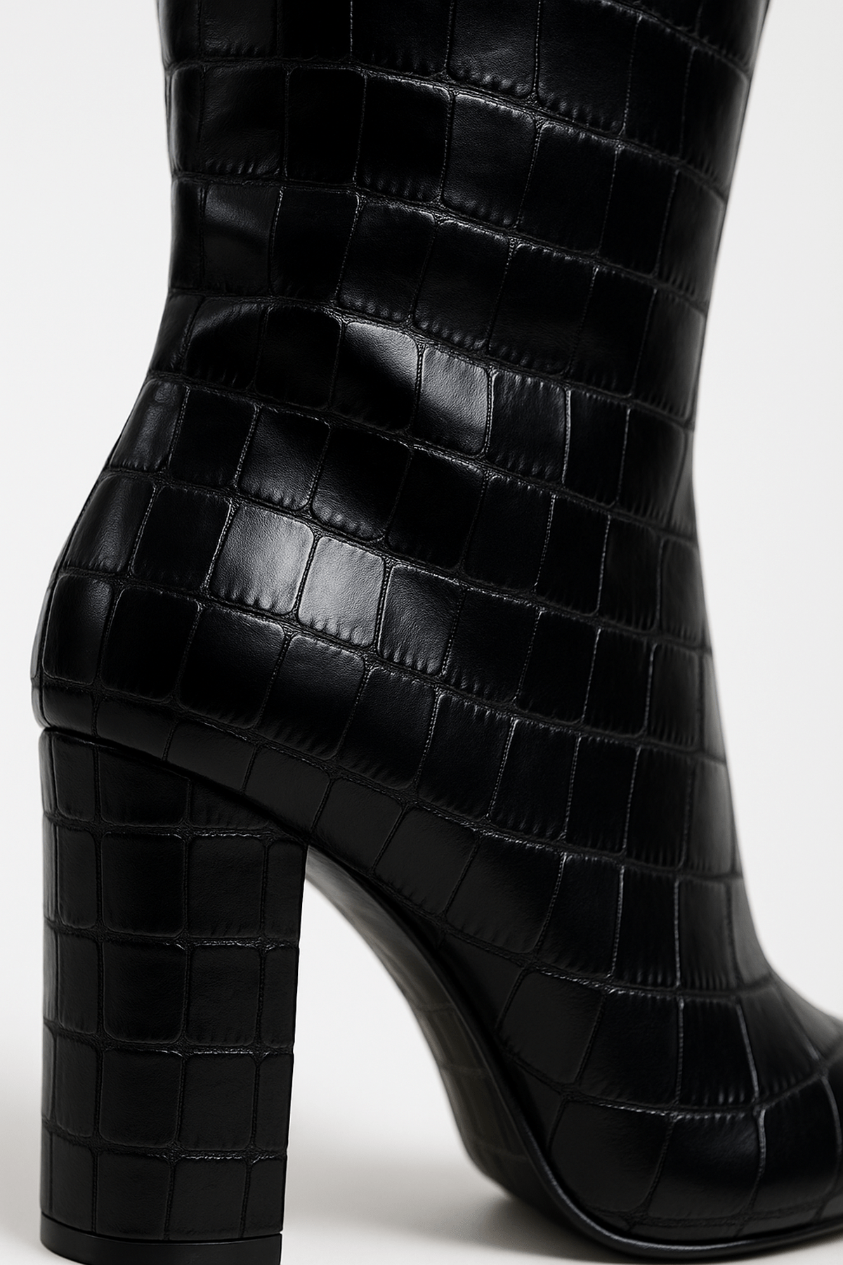 Damen Stiefel Kroko-Muster Quadratischer Absatz
