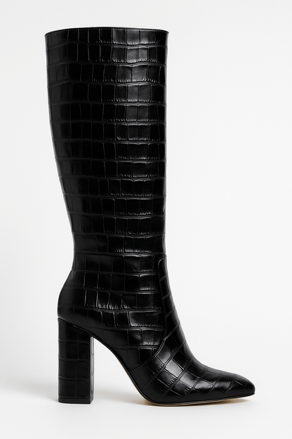 Damen Stiefel Kroko-Muster Quadratischer Absatz - Norvielle