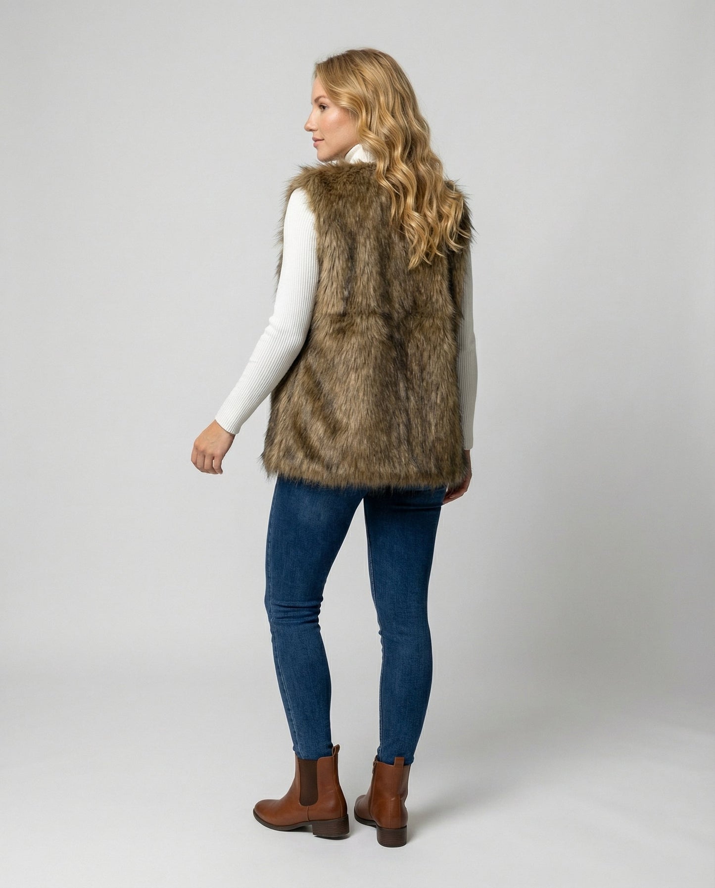 Damen Faux-Fur-Weste Kunstpelz