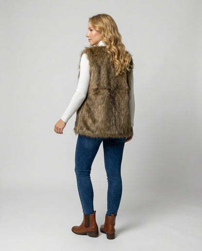 Damen Faux-Fur-Weste Kunstpelz
