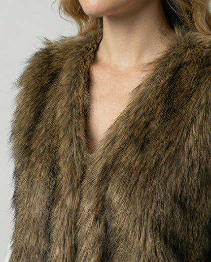 Damen Faux-Fur-Weste Kunstpelz
