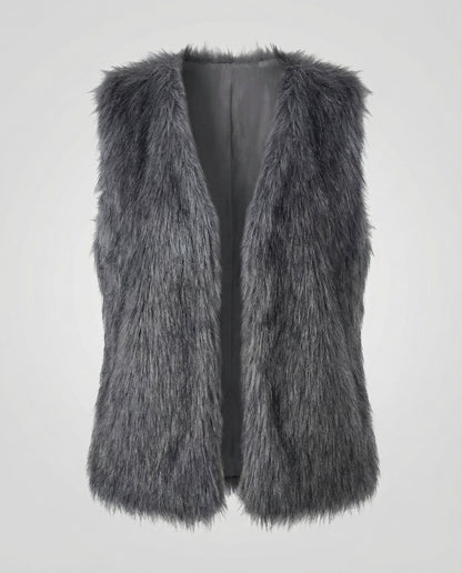 Damen Faux-Fur-Weste Kunstpelz