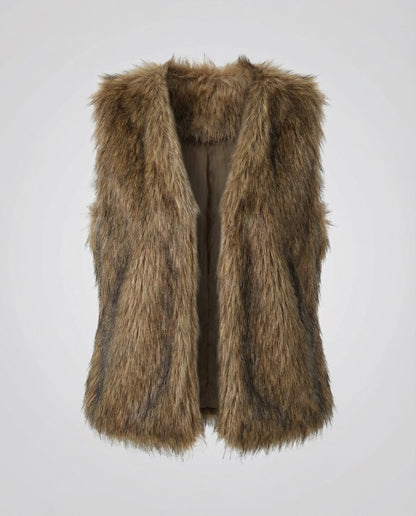 Damen Faux-Fur-Weste Kunstpelz