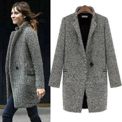 Eleganter Damen Wollmantel Lang