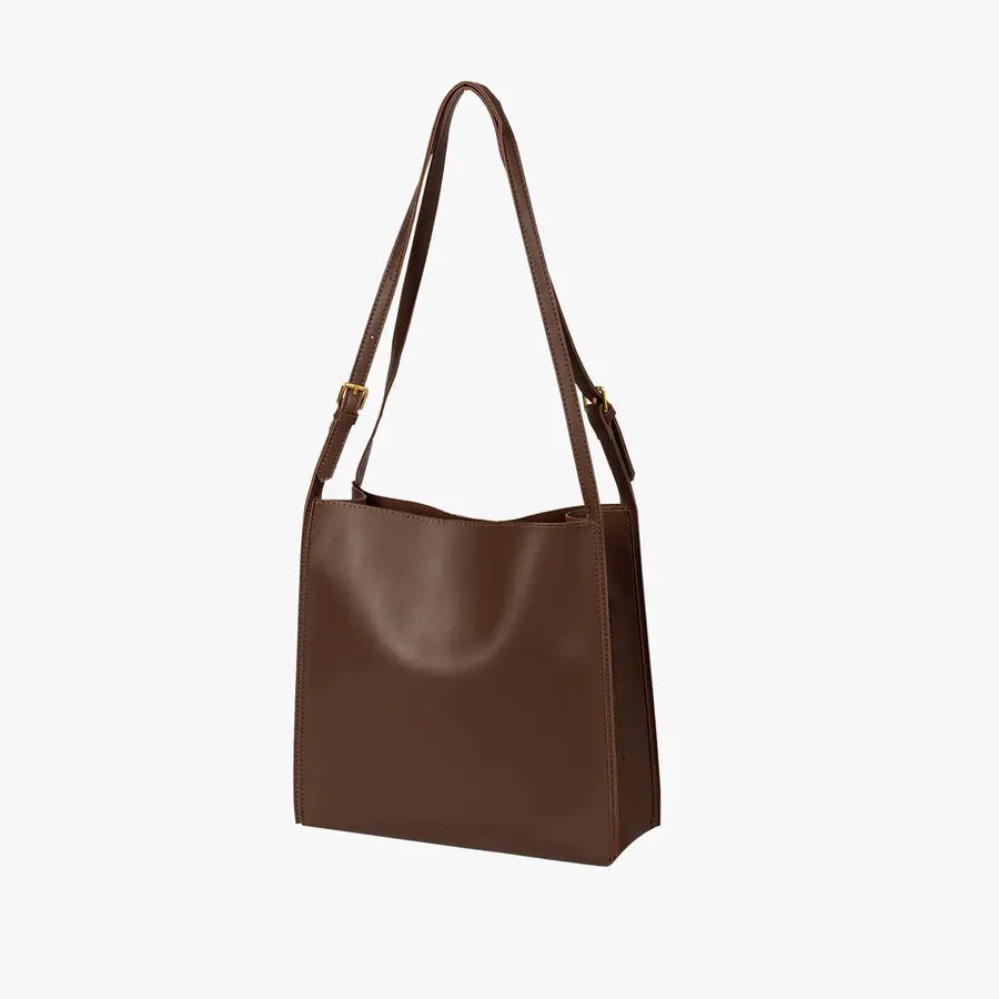 Roos Leder Schultertasche Boxy Design