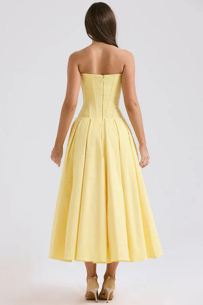 Damen Trägerloses Kleid Mittellang