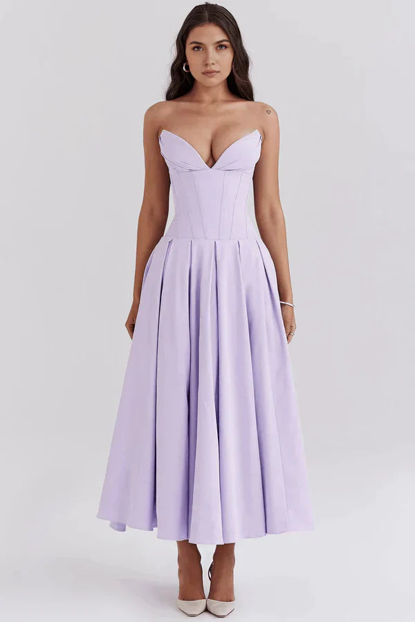 Damen Trägerloses Kleid Mittellang