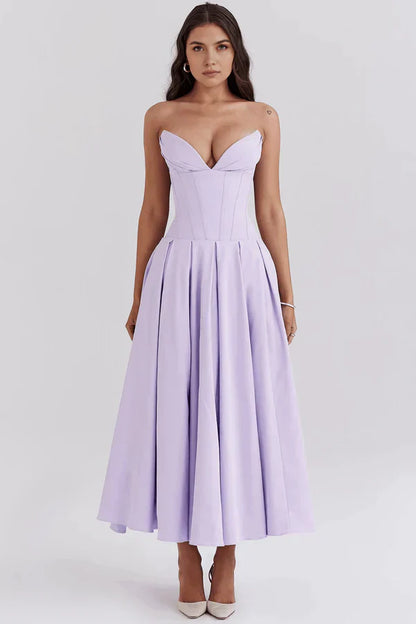 Damen Trägerloses Kleid Mittellang