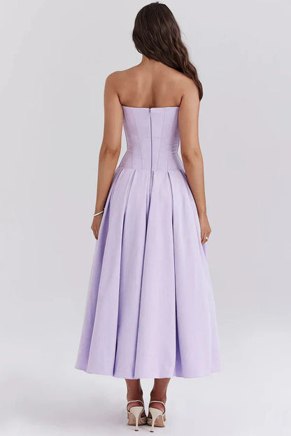 Damen Trägerloses Kleid Mittellang