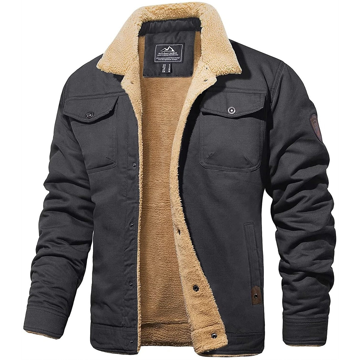 Herren Fleecejacke Warm Mit Knöpfen