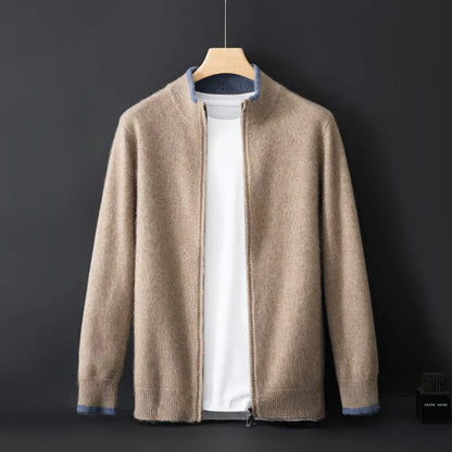 Herren Strickjacke Reißverschluss Stehkragen Schwarz - Norvielle