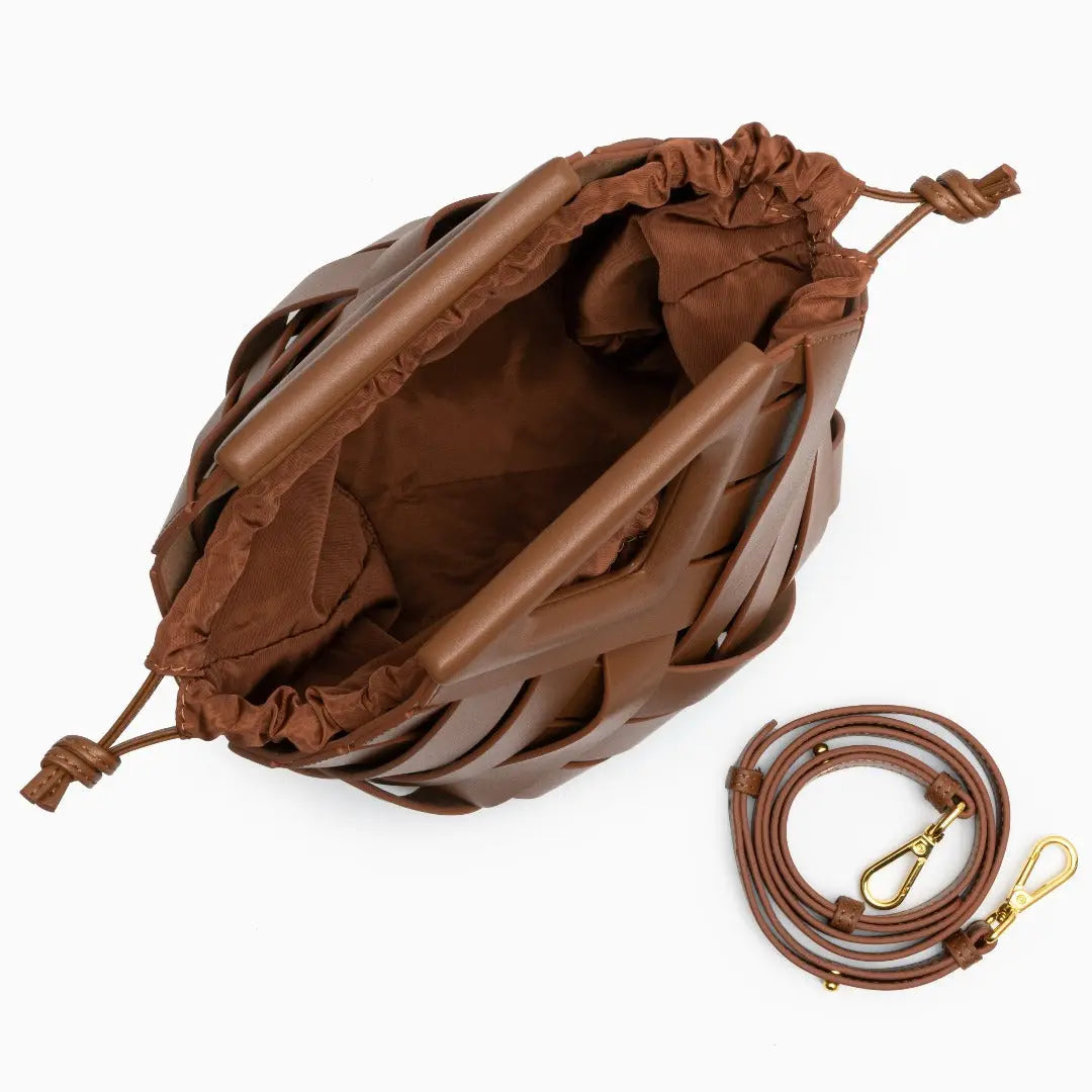 Geflochtene Damenhandtasche aus Rattan Natur