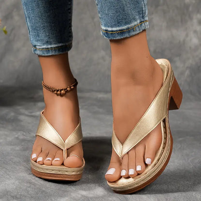 Damen Slip On Sandalen Mit Absatz - Norvielle
