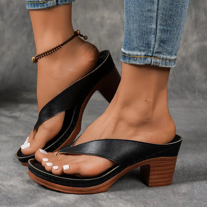 Damen Slip On Sandalen Mit Absatz