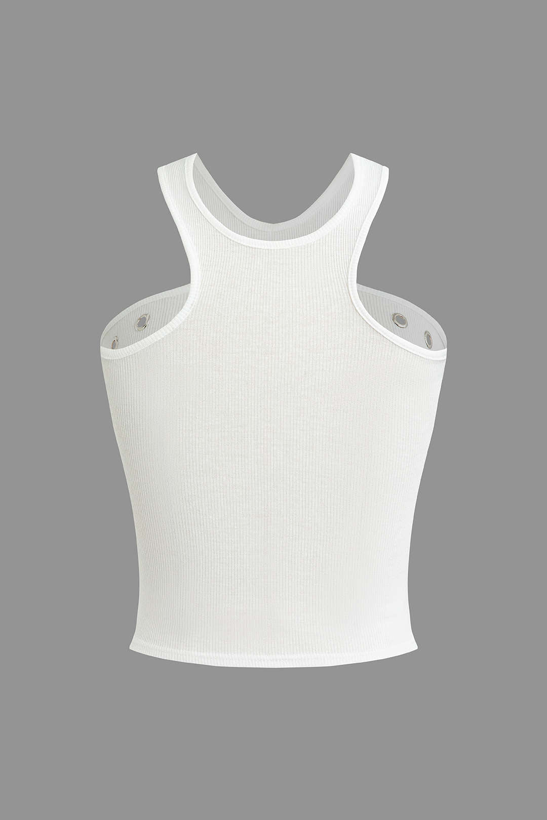 Weißes Damen Tanktop mit Cut-Outs und Nieten