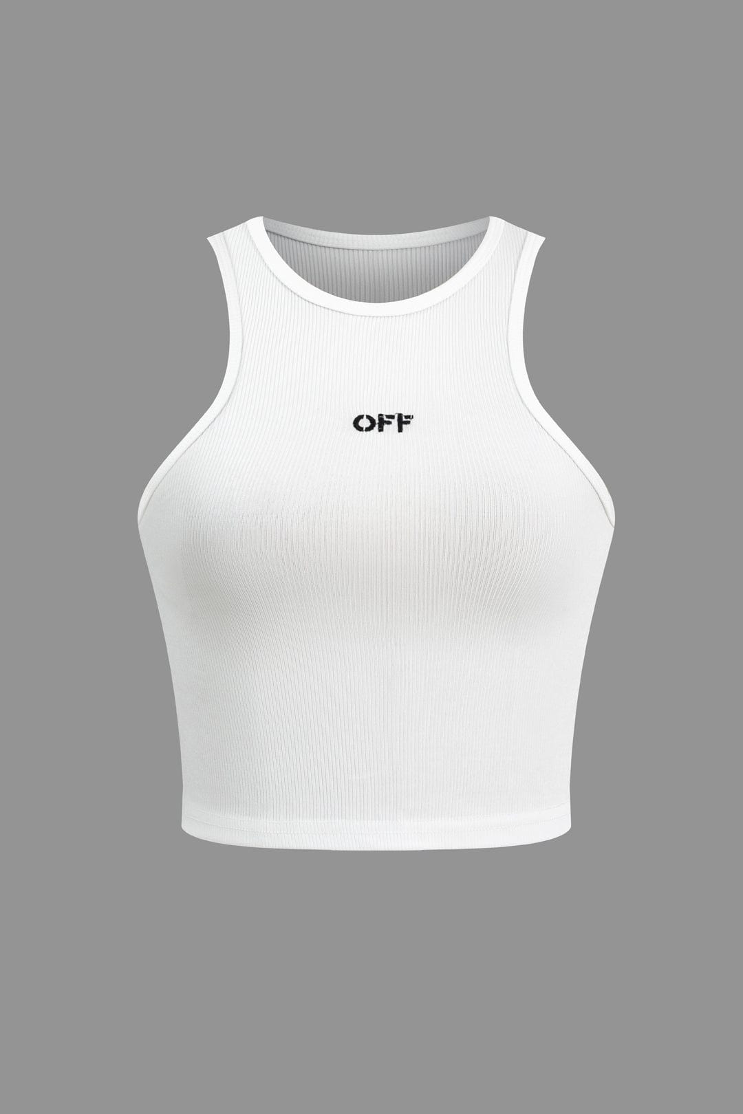 Weißes Geripptes Damen Crop- mit High-Neck-Ausschnitt - Norvielle