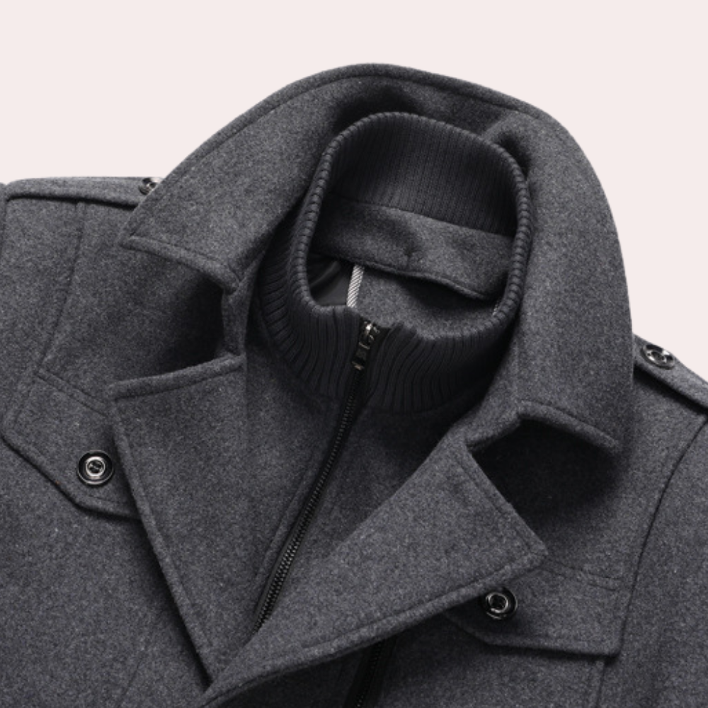 Herren Trenchcoat Wollmantel Doppelkragen