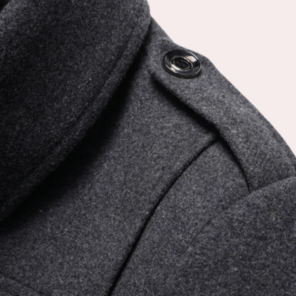 Herren Trenchcoat Wollmantel Doppelkragen