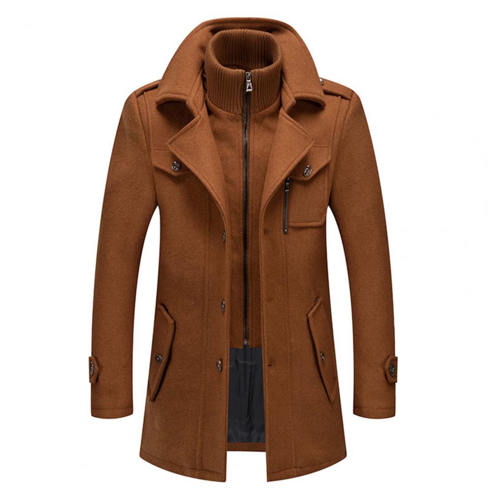 Herren Trenchcoat Wollmantel Doppelkragen